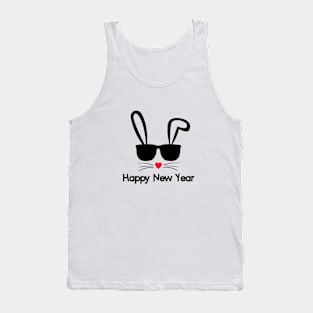 Rabbit Happy New Year 2023 T-Shirt Bunny Face With Glasses Tank Top